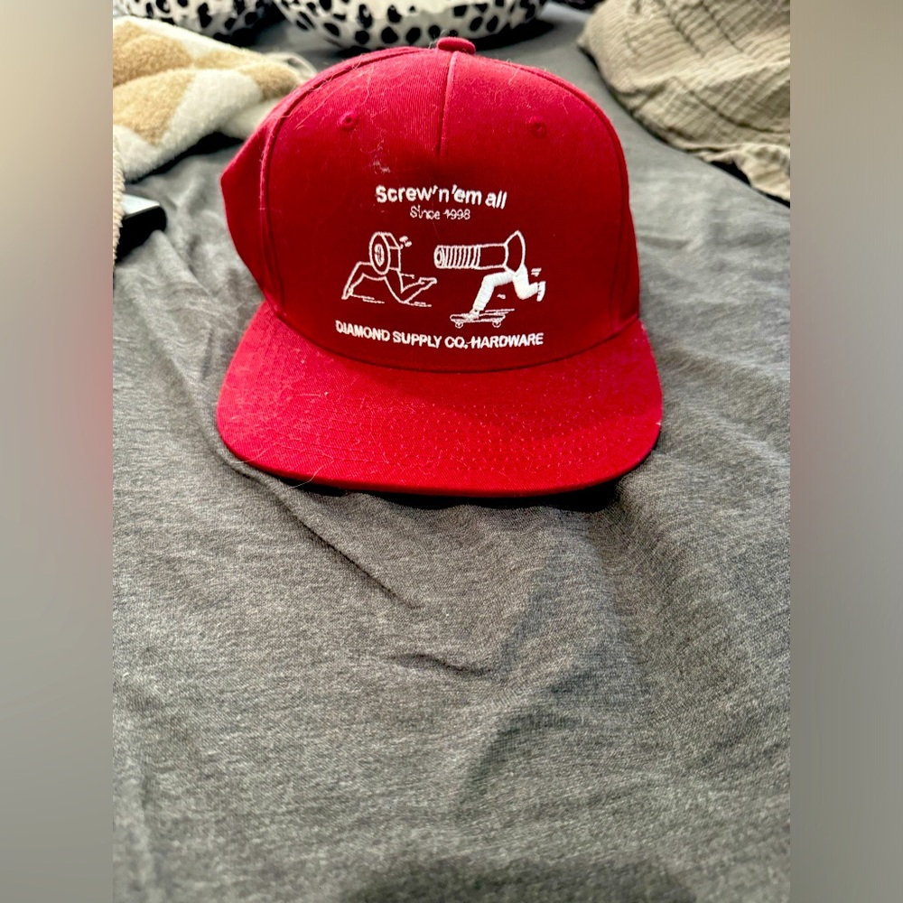 DIAMOND SUPPLY CO burgundy Hardware Screw N Em All Trucker Hat Cap SNAPBACK